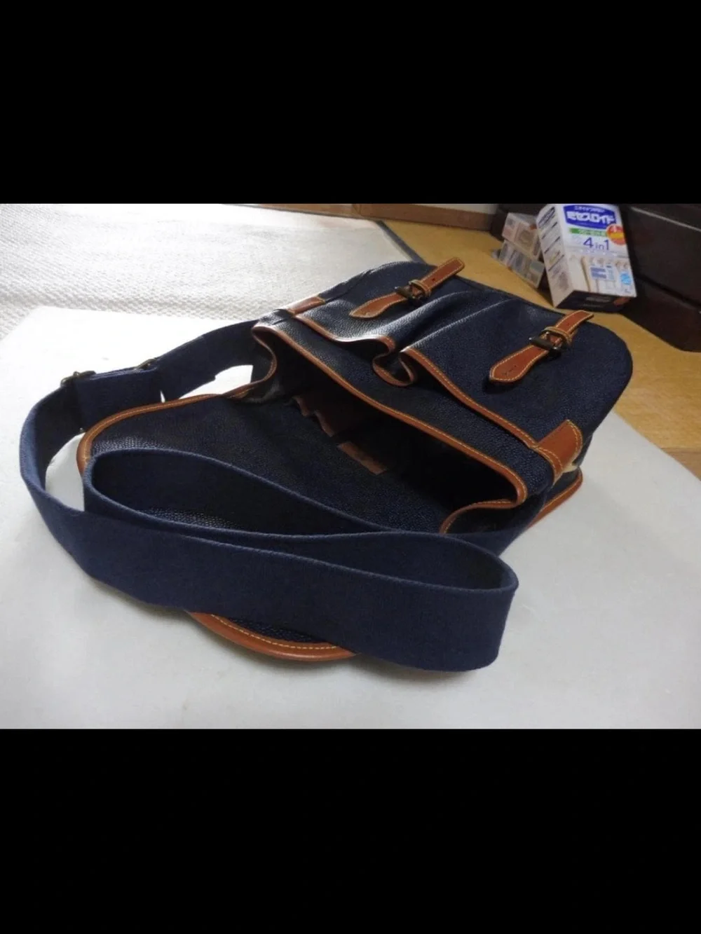 Mulberry Navy Leather-Trim Crossbody Messenger Bag